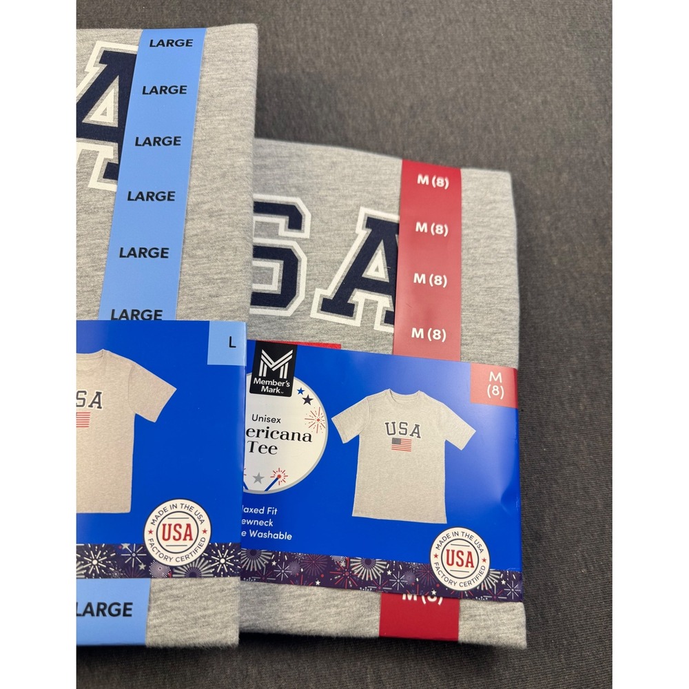 USA Flag  T-Shirt‎ Gray Patriotic Tee family kit  5 shirts - Picture 6 of 7